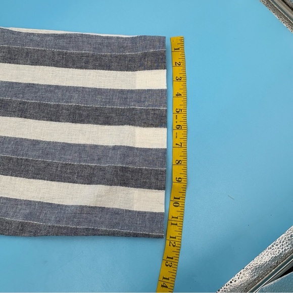 Lauren Conrad Linen Blend Wide Leg Cropped Pants Tan White Stripes New Womens XL - Picture 7 of 9